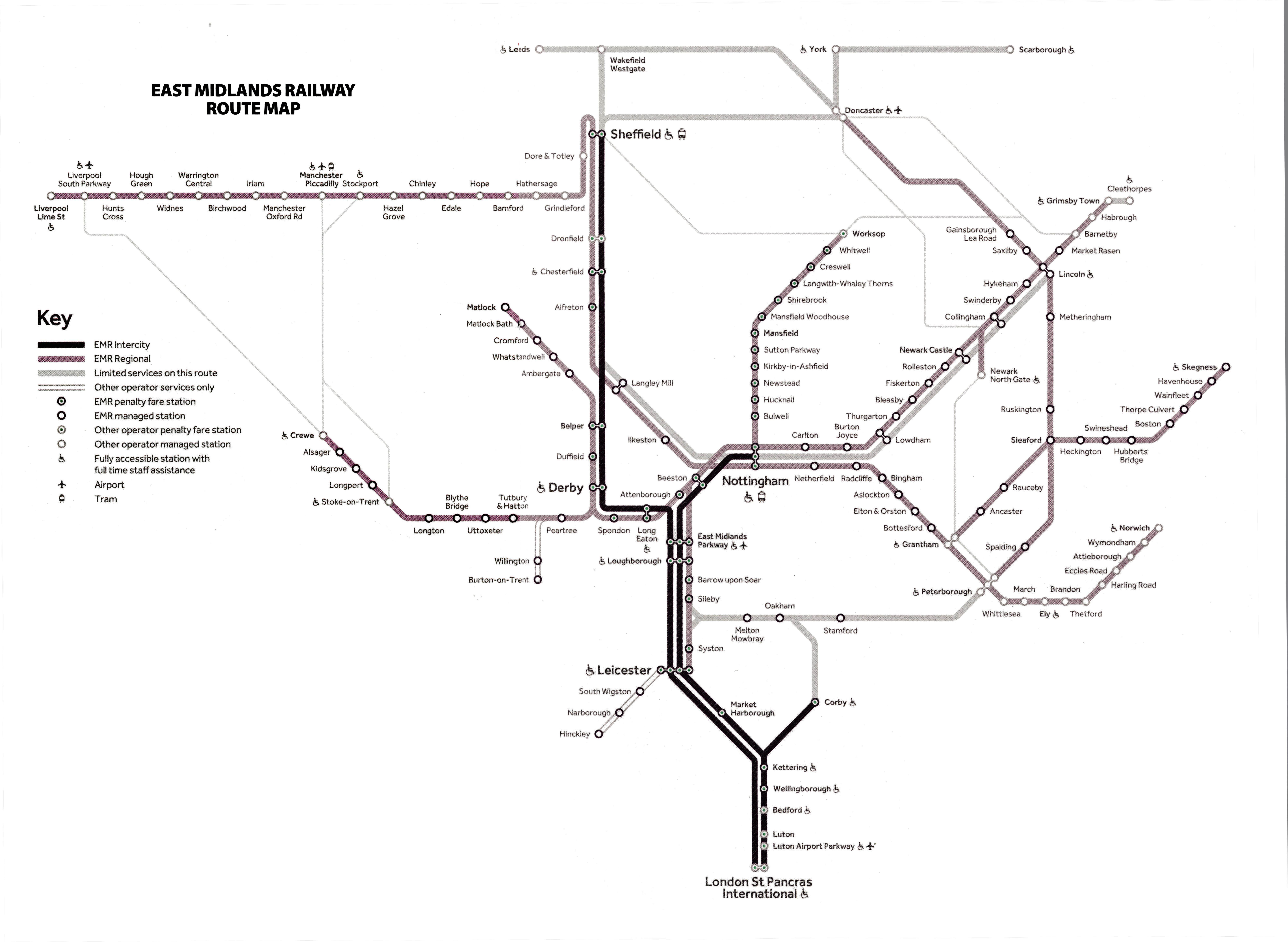 East Midlands train / rail maps